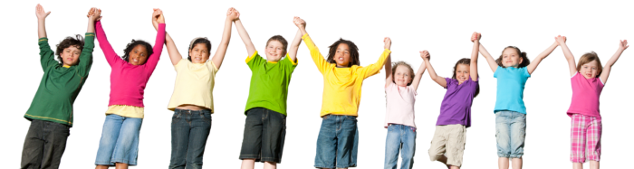 Kinderen staan hand in hand